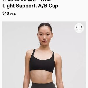 Lululemon Free To Be Wild Black Sports Bra Size 6